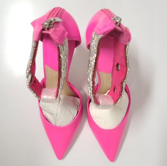 SCHUTZ Hot Pink LINARA Pump With Crystal Ankle Straps Sz 9 NIB - Picture 4 of 15